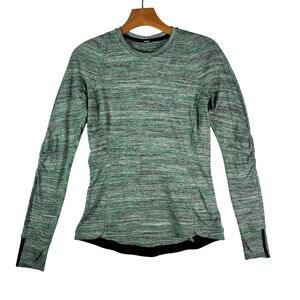 LULULEMON "Runderful" Long Sleeve Space Dye Camo Forage Green/Black Top